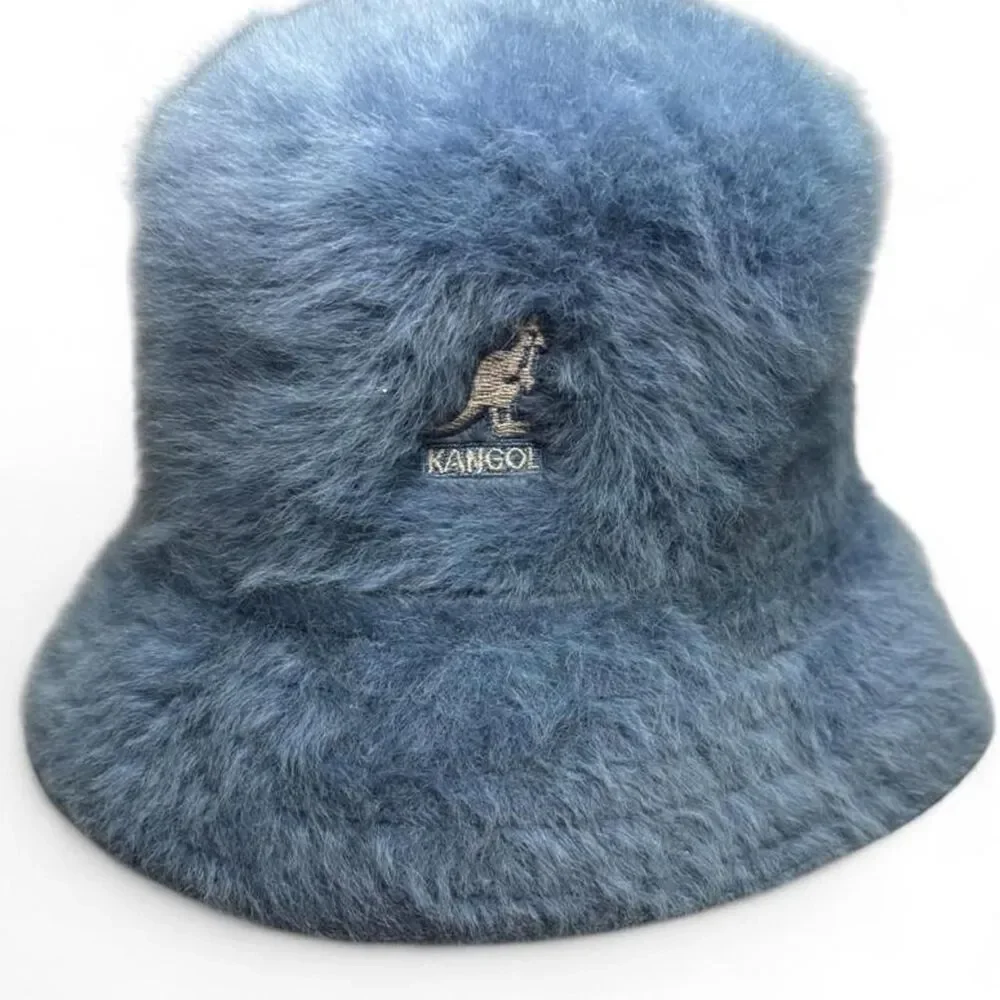 Vintage Kangol Blue Fuzzy Fur Bucket Hat Size Medium
